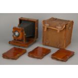 An Unmarked Quarter Plate Mahogany Field Camera,