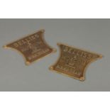 Pair of Belliss & Morcom Steam Engine Makers Plates,