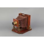A J. Lancaster & Sons 1900 Extra Special Patent Half Plate Mahogany Field Camera,
