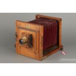 An E. Gilles French Half Plate Mahogany Tailboard Camera,