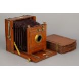 A Perkin Son & Rayment Half Plate Mahogany Field Camera,