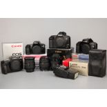 A Collection of Canon EOS SLR Cameras,