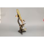 A Tall Brass Compound Microscope,