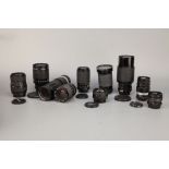 Assorted SLR lenses,