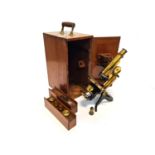 A Brass Compound Microscope By Henry Crouch,