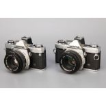 Two Olympus OM-1n MD SLR Cameras,