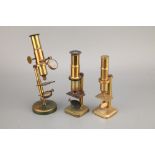 Collection of Three French Student Microscopes,