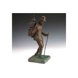 A Large Bronze Sculpture "The Showman with Magic Lantern",