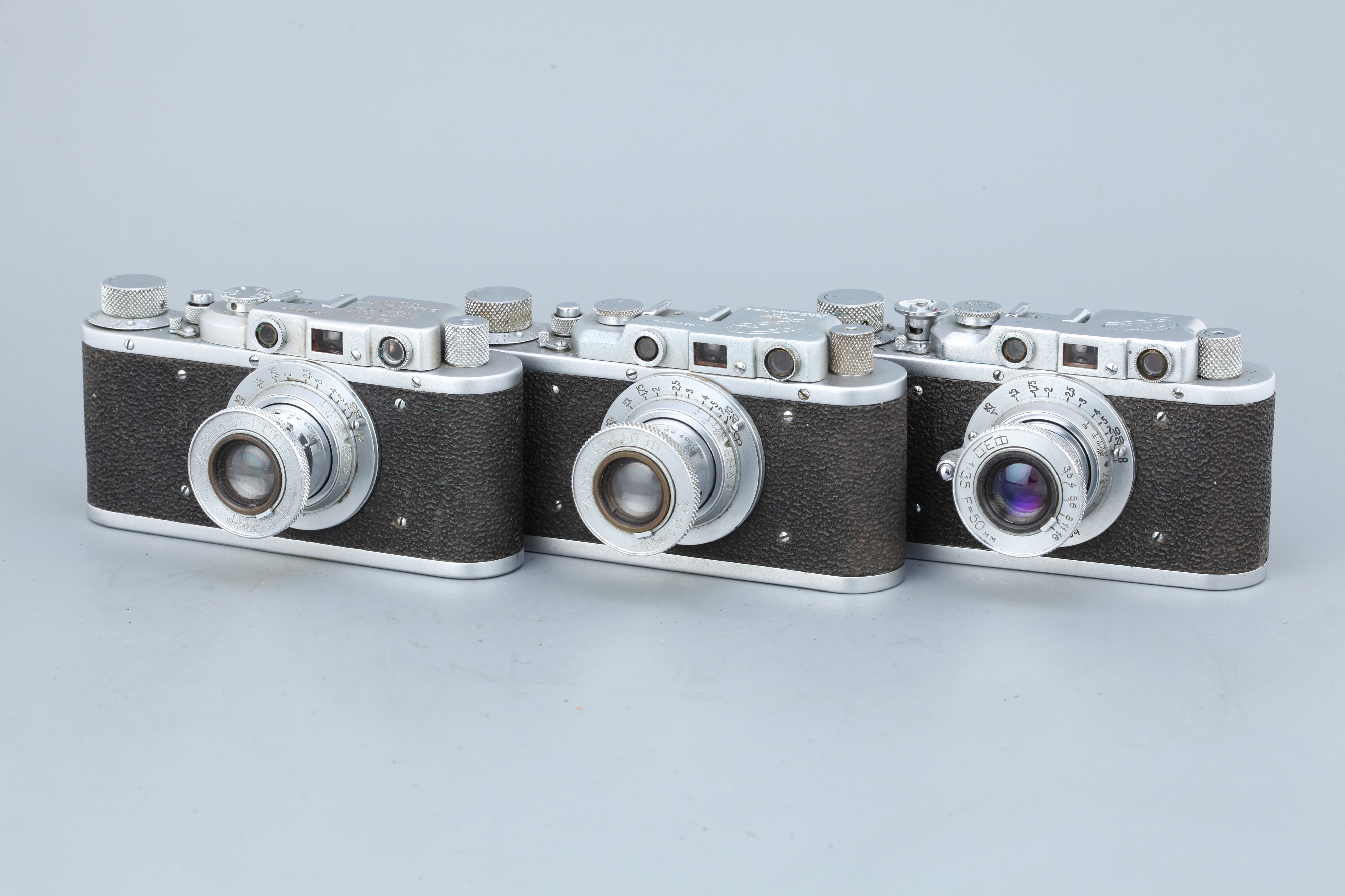 Three Russian FED Rangefinder Cameras,