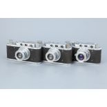 Three Russian FED Rangefinder Cameras,