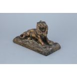 19th Century Cast Bronze Lion Ink Well,