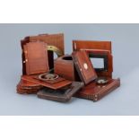 A Collection of Various Mahogany Camera Parts,