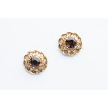 A Pair of 9ct Yellow Gold Smokey Quartz Earrings,