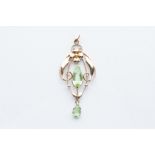 A 9ct Yellow Gold Art Nouveau Peridot Pendant,