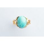 A 18ct Yellow Gold Cabochon Oval Turquoise Ring,