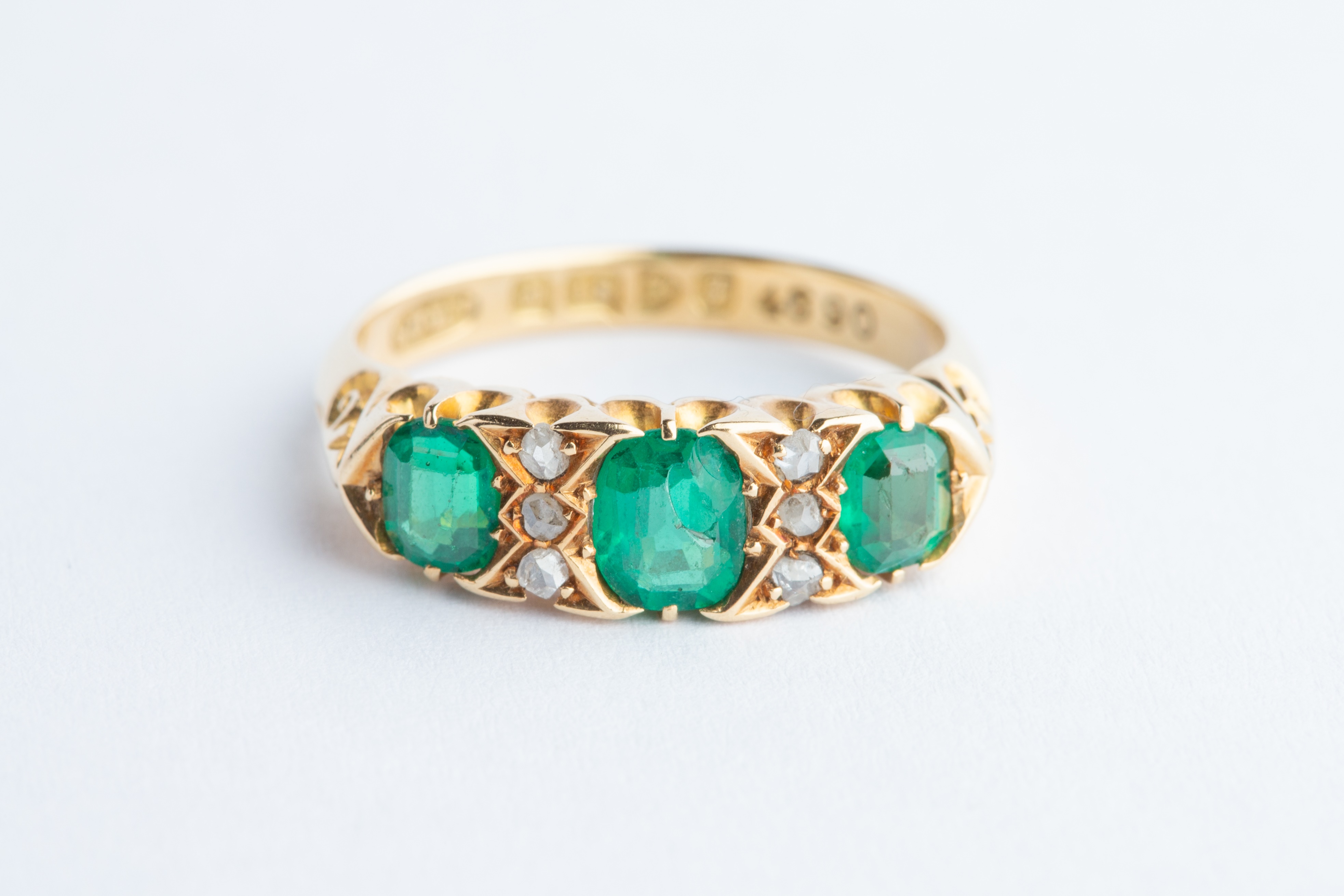 An 18ct Gold Emerald & Diamond Ring, - Image 3 of 7