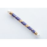 A Faberge by Victor Mayer 18ct Gold & Enamel Bar Brooch,