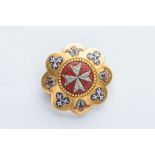 An Italian Gold Micromosaic Maltese Cross Brooch,