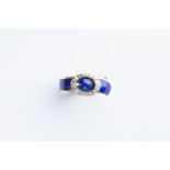 A Fine French 18ct Gold Diamond & Enamel Ring,