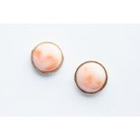 A Pair of 9ct Yellow Gold Pale Pink Coral Earrings,