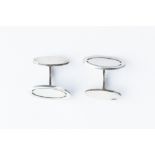 A Pair of Georg Jensen Silver Dished Oval Form Cufflinks,
