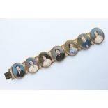 A Fine Yellow Metal Painted Portrait Remembrance Locket Bracelet,