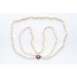 A Double String Cultured Pearl Necklace,