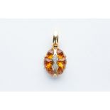 A 18ct Yellow Gold Citrine & Diamond Pendant,