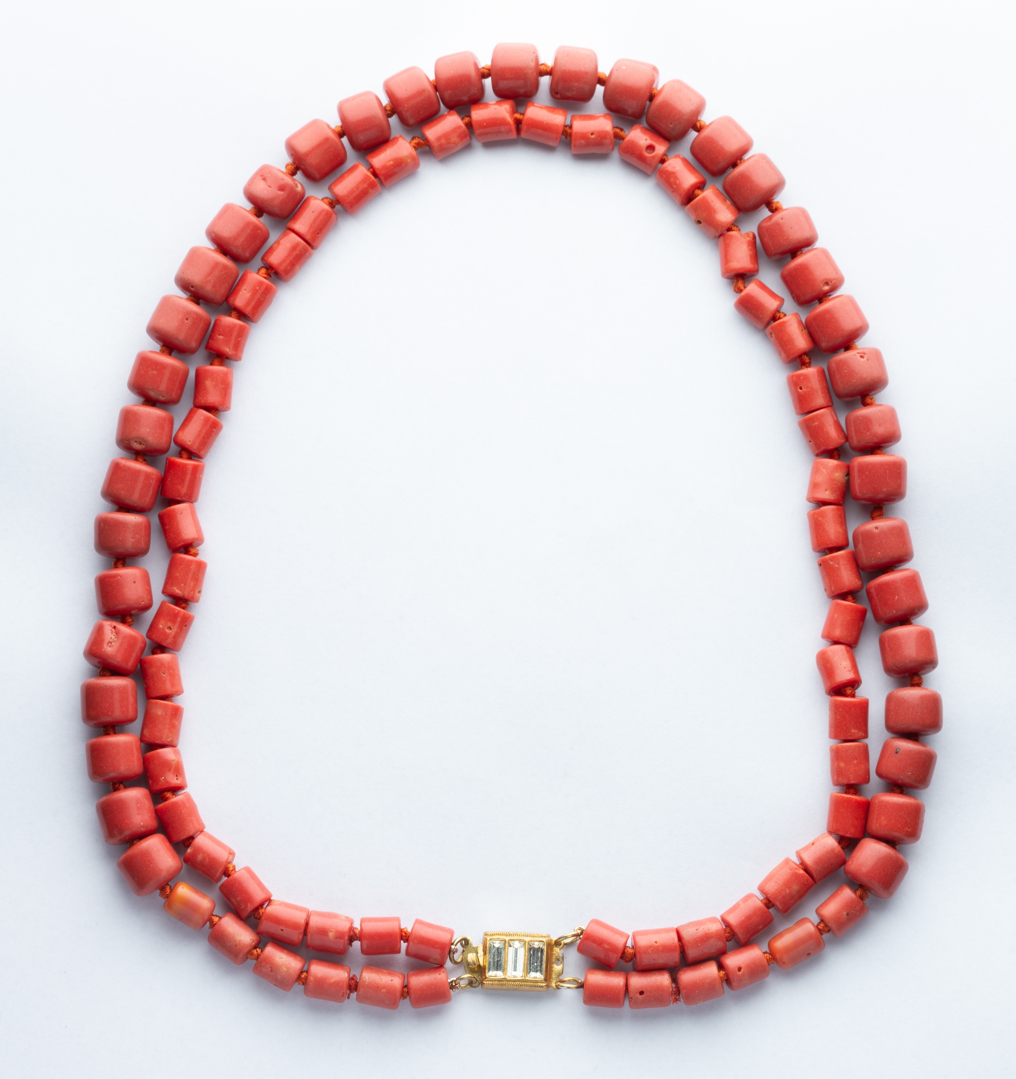 A Double Row Red Coral Necklace,