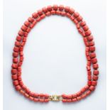 A Double Row Red Coral Necklace,