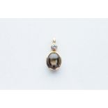 A 9ct Yellow Gold Diamond & Gold Sheen Cat Eye Sapphire Pendant,