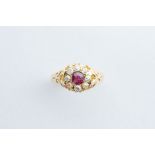 A 18ct Yellow Gold Ruby & Diamond Cluster Ring,