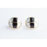 A Pair of 14ct Yellow Gold Mother of Pearl & Black Onxy Earrings
