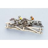 A Fine Gold & Diamond Horse Racing Broach,