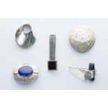 A Collection of Five Silver Brooches,