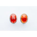 A Pair of Silver Oval Carnelian Cufflinks,