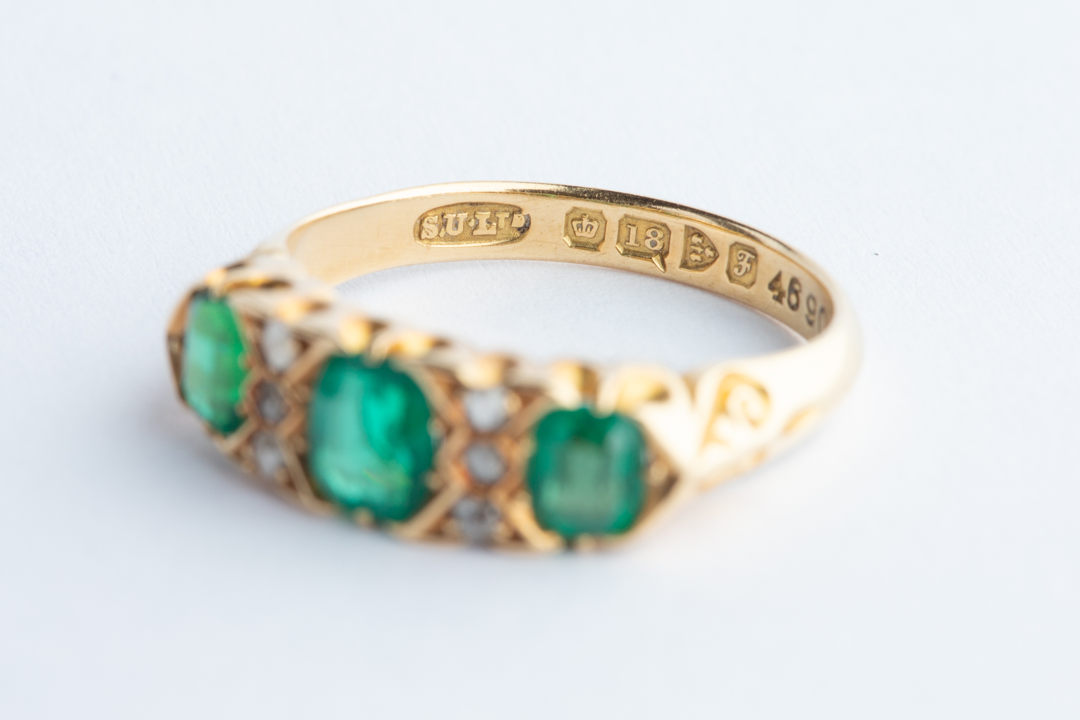 An 18ct Gold Emerald & Diamond Ring, - Image 7 of 7