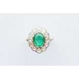 A 18ct Yellow Gold Emerald & Diamond Ring,