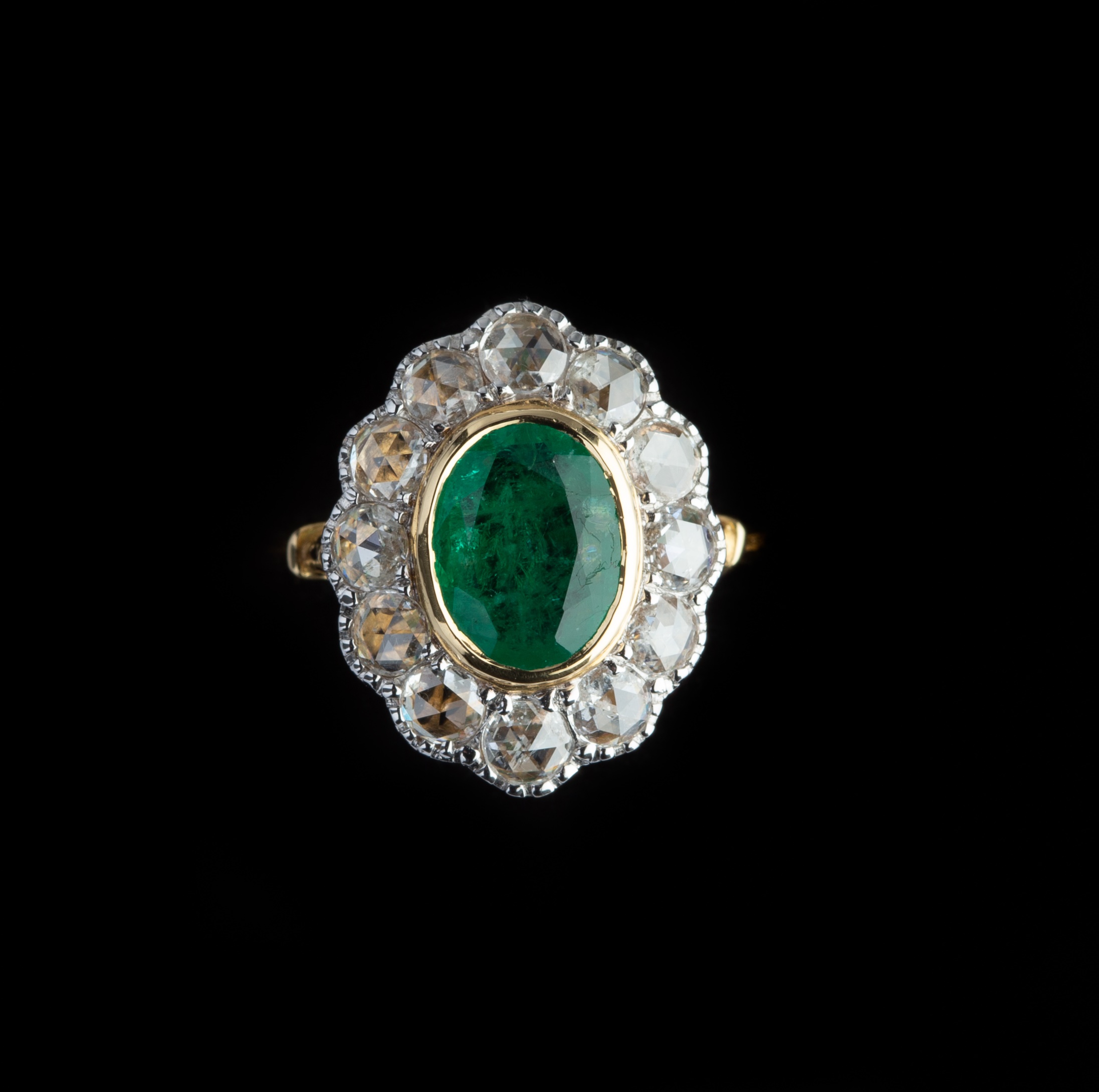 A 18ct Yellow Gold Emerald & Diamond Ring, - Image 6 of 6