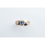 A Gold Diamond & Saphire Ring,