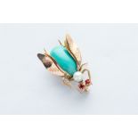 A 14ct Yellow Gold Turquoise Bug Brooch,