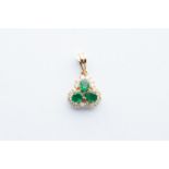 A 14ct Yellow Gold Emerald & Diamond Pendant,