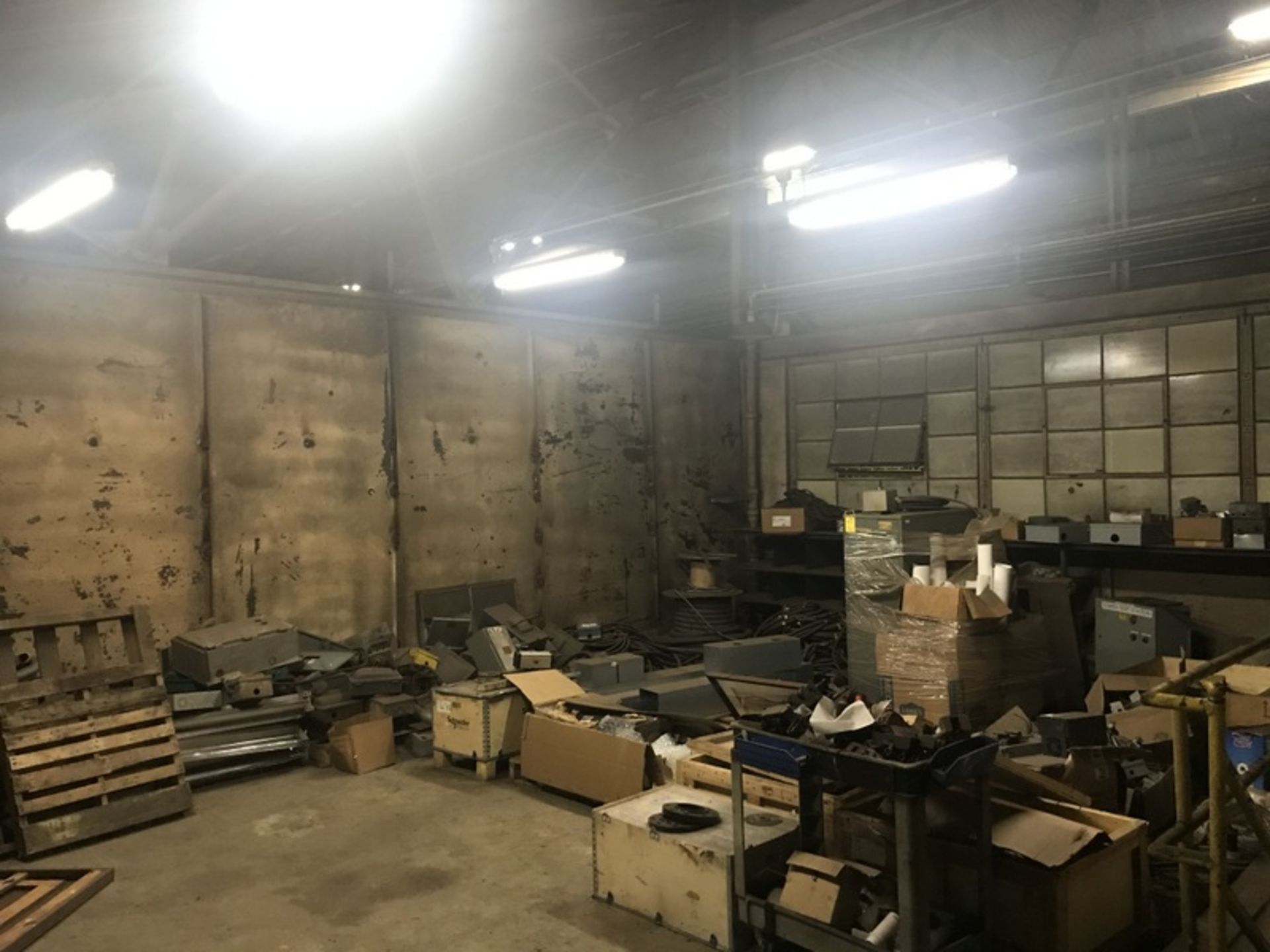 lot of electric boxes and misc electric parts in room