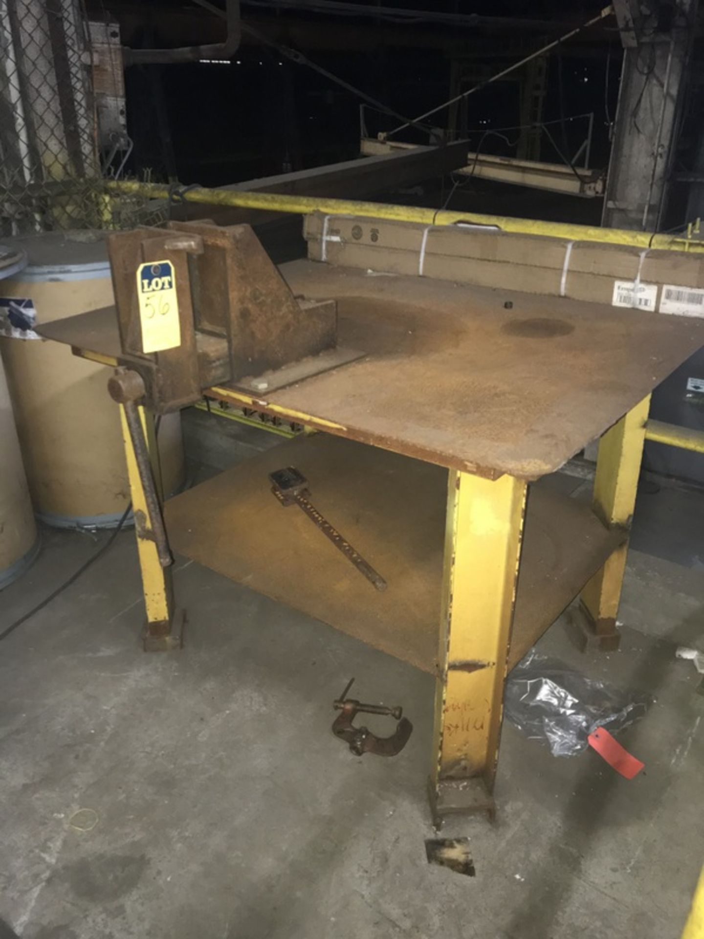 steel work bench and vice