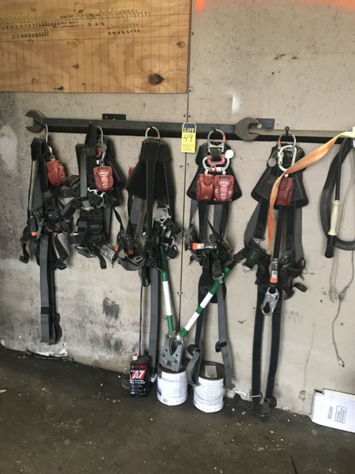 lot of safety harnesses