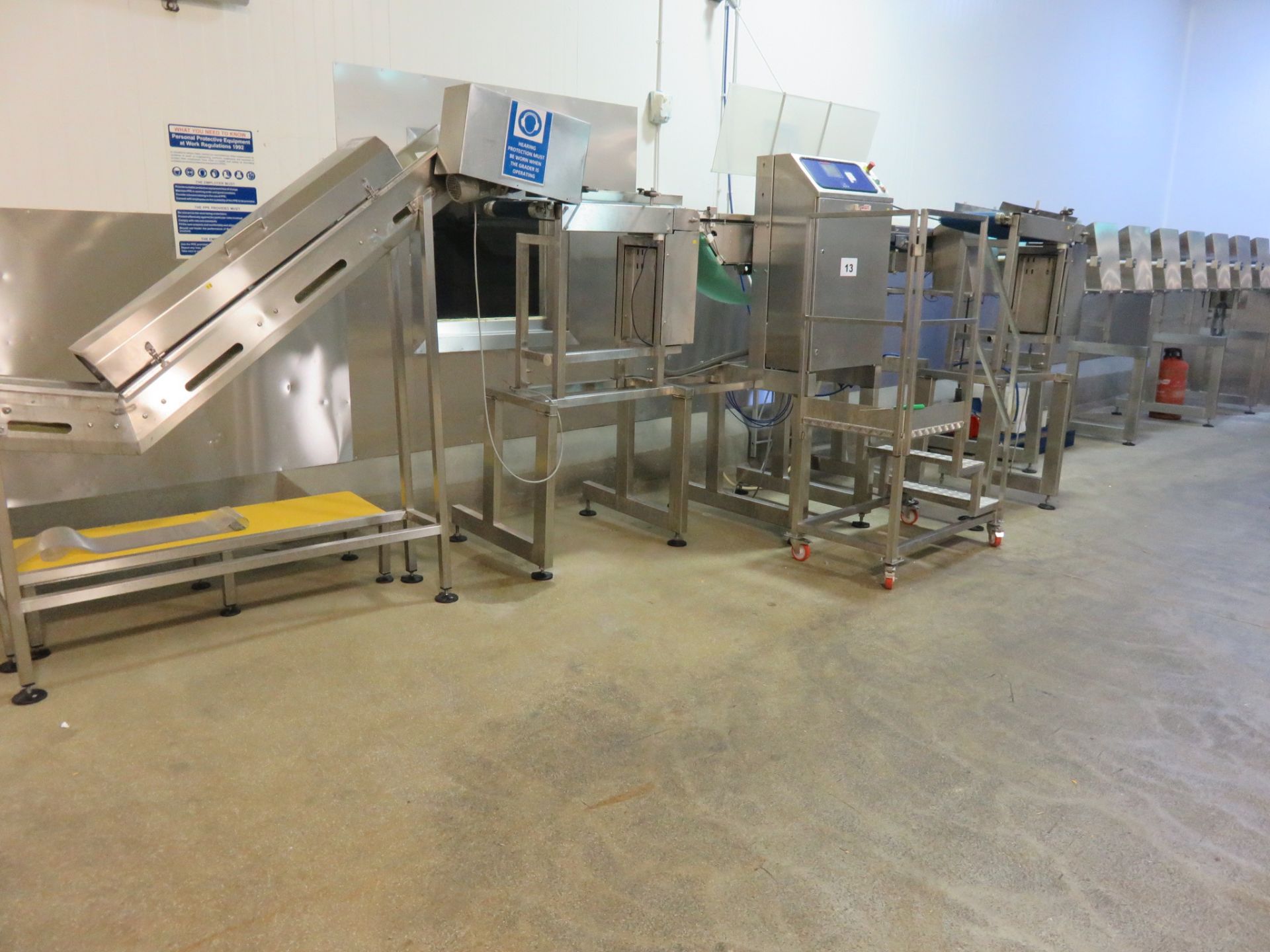 MAREL/SCANVAEGT 10 STATION INLINE WHOLE FISH GRADER.