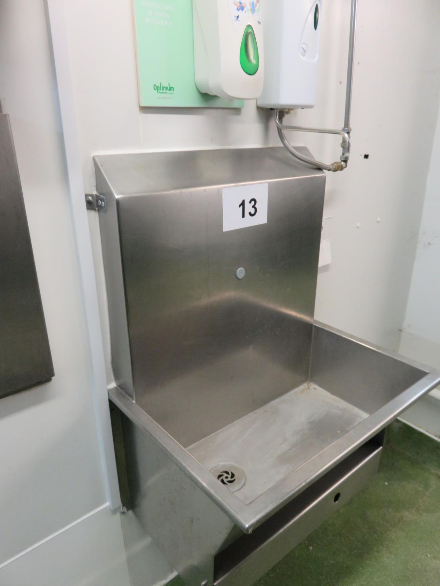 S/S SINK WITH HAND SANITISER AND TOWEL DISPENSER. - Image 2 of 5