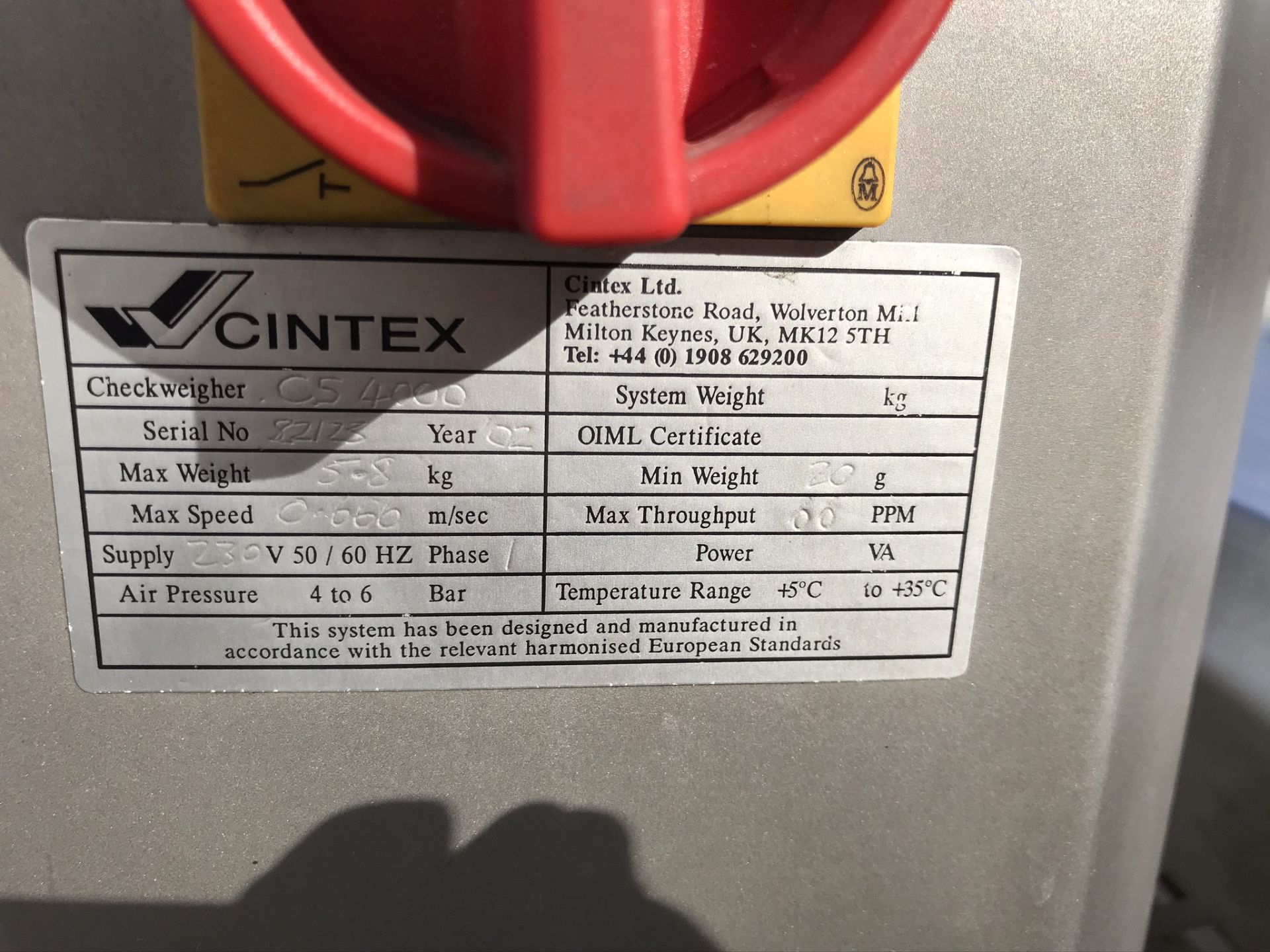 CINTEX CHECKWEIGHER. - Image 3 of 7