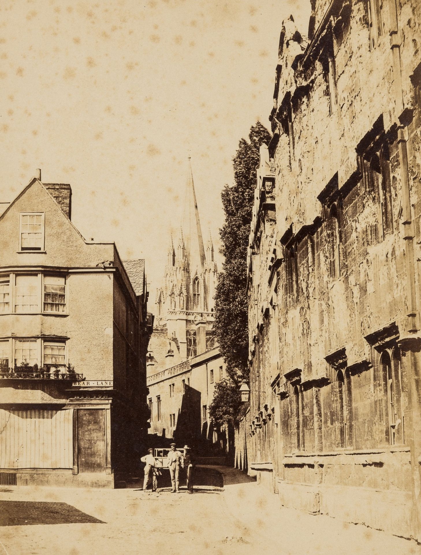 Photographs.- Man standing on steps in front of arched doorway with spaniel, ?salt print, [1850s] … - Image 2 of 4