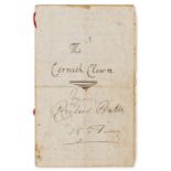 Cornwall.- Buller (Richard, rector of Lanreath) The Cornish Clown, autograph manuscript poem …